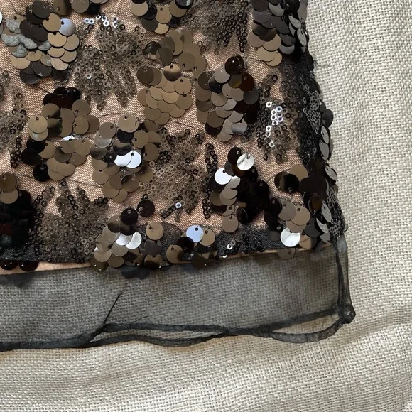 Black Sequin Skirt with nude lining - Picture 3 of 5